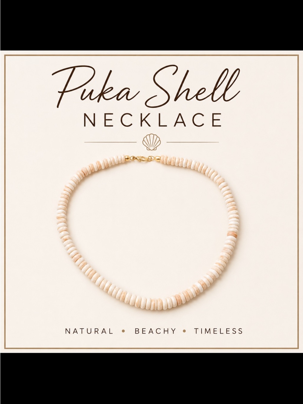 Puka Shell Necklace - Natural Cream Beach Hobo 16”